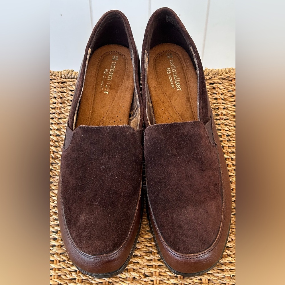 Naturalizer‎ Hurdle Loafers Suede & Pebbled Leather Slip On Choc Brown Size 10M